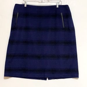 Talbots Wool Blend Plaid Straight Pencil Skirt Womens Size 18 Blue Black Career